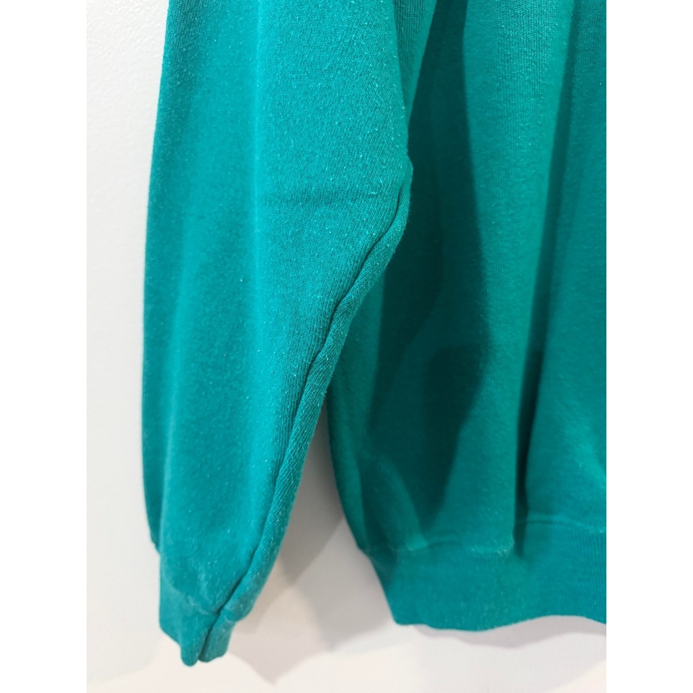 Vintage Laurel Burch Cat Graphic Sweatshirt Teal Green Large Made in USA 80s 90s - Picture 5 of 6